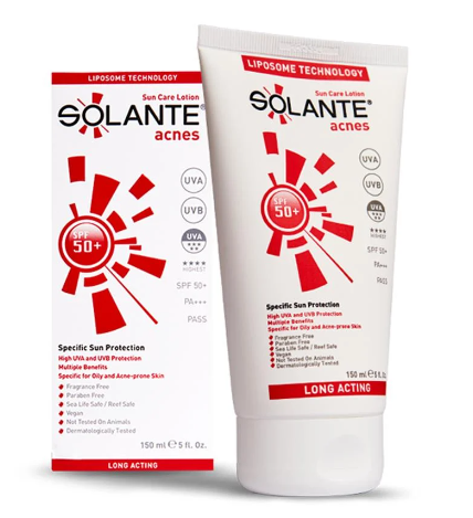 Solante Güneş Losyonu Acnes Akne Önleyici Spf 50+ Faktör 150 ml